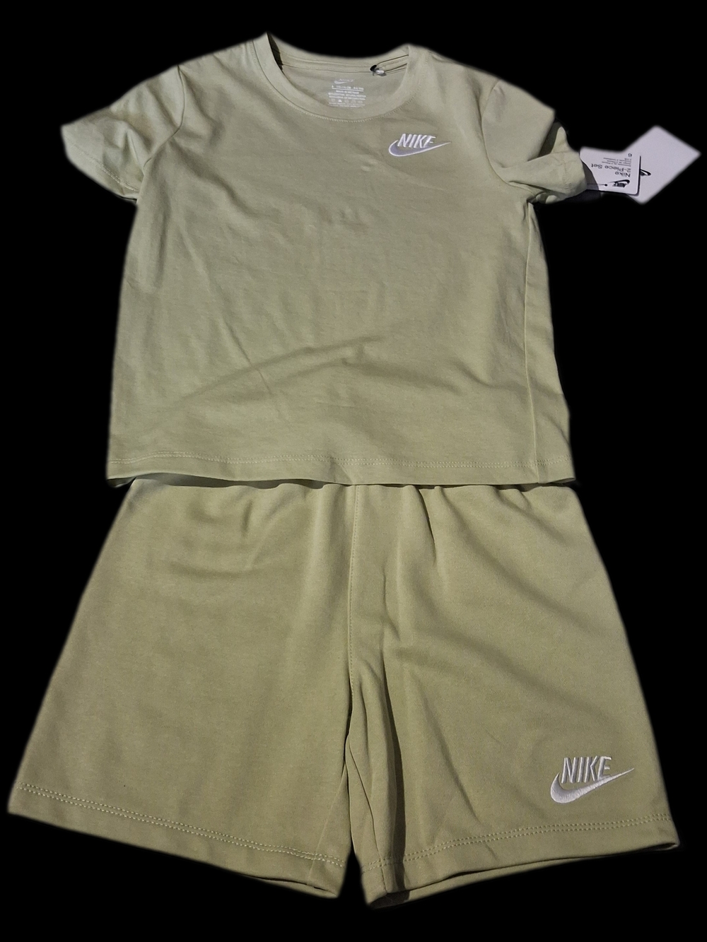 Nike Light Olive Green Youth Tee & Shorts Set
